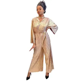 1970s Pink & Gold Disco Jumpsuit Women's Costume