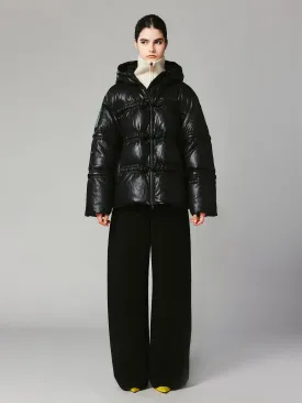 3D laced toggle PU puffer jacket