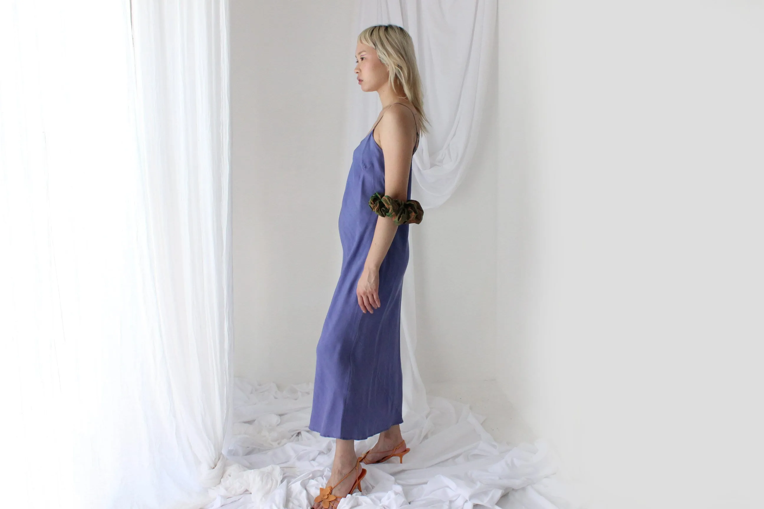 90s Pure Silk Bias Cut Slip Dress in Lilac