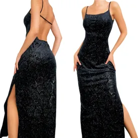 90s Velvety Snakeskin Gown (S)