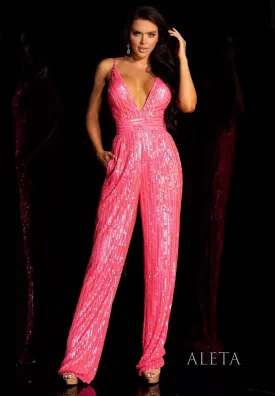 Aleta 972 Prom Sequins Long Formal Evening Jumpsuit