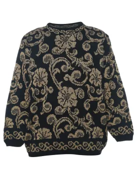 Alfred Dunner Lurex Thread Pattern Floral Jumper - S