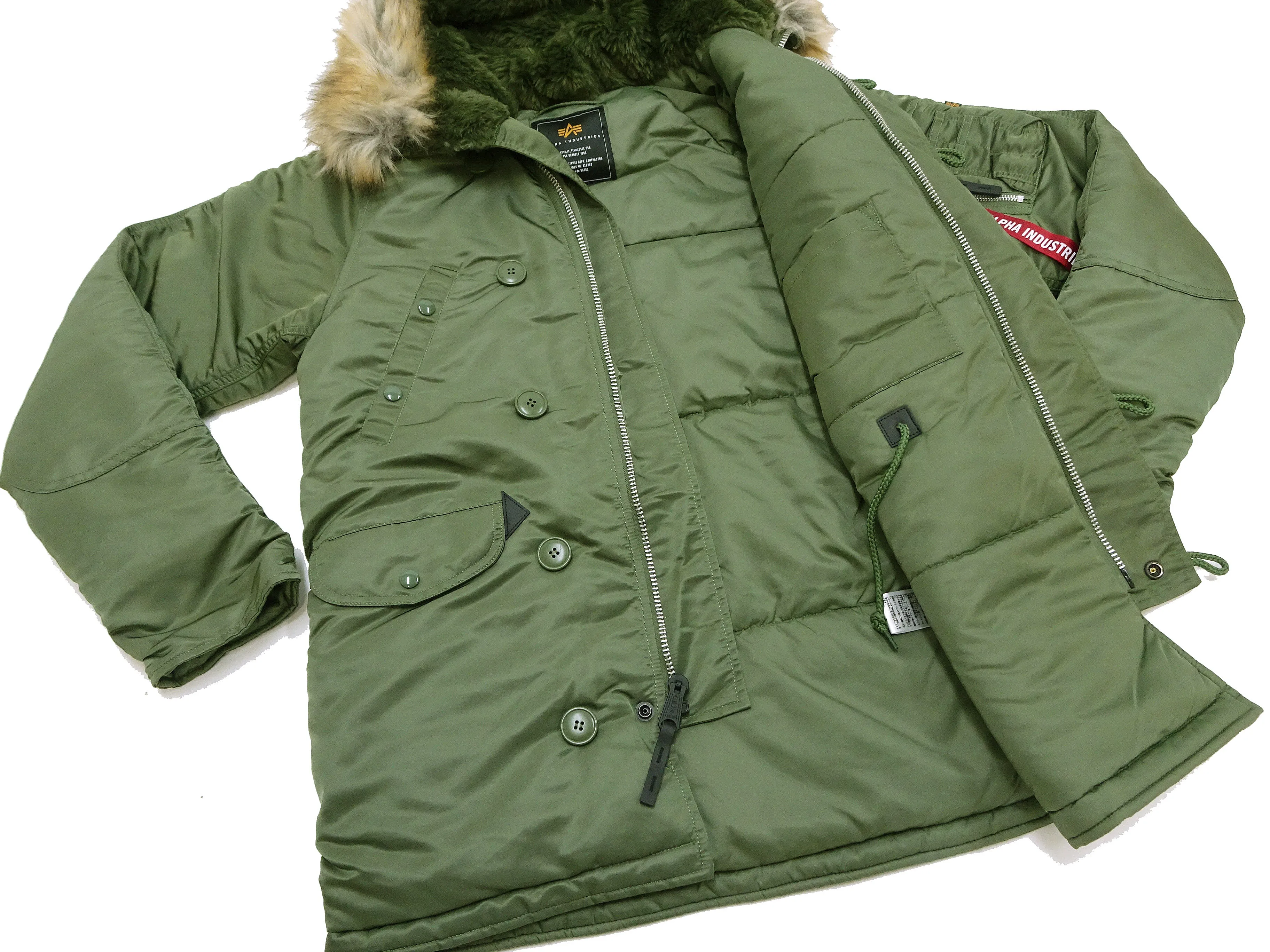 Alpha Industries N-3B Parka 20094 Men's Modern Fit Military Inspired Thigh-Length Padded Nylon Hooded Coat Jacket 20094-503 Vintage-Green