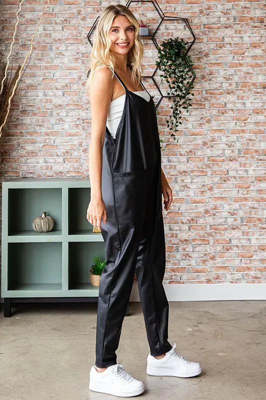 Anything Goes Vegan Leather Jumpsuit