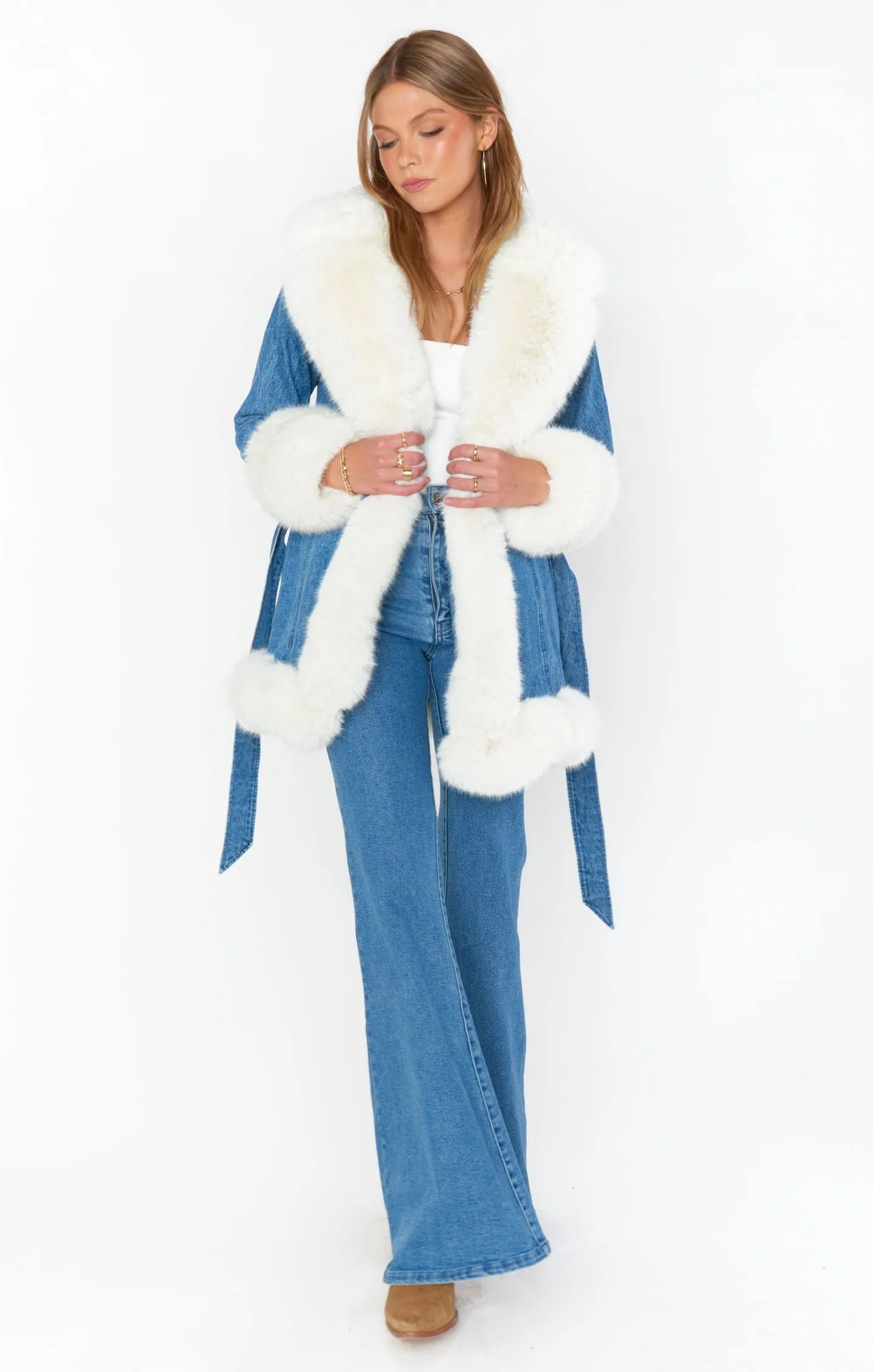 AS SEEN ON LILYAN COLE!! The Hudson Denim & Fur Coat by Show Me Your Mumu