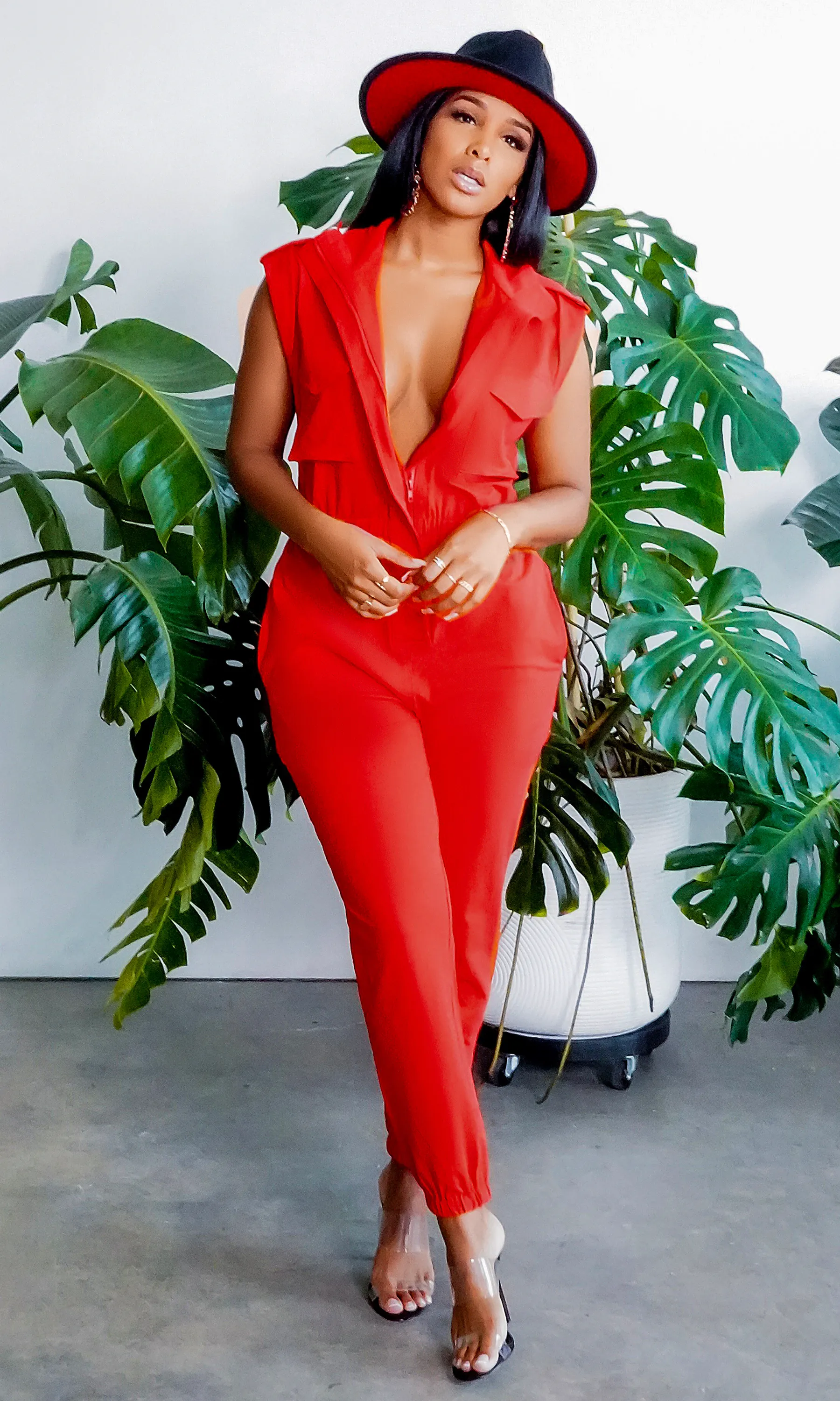 At Ease Jumpsuit - Red PREORDER Ships End March