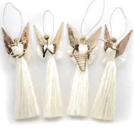 Banana Fiber and Sisal Angel Ornament Set