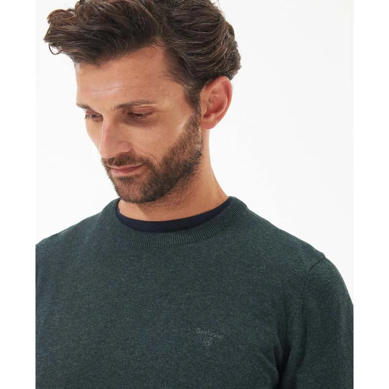 Barbour Pima Cotton Mens Crew Neck Jumper - Green Gables