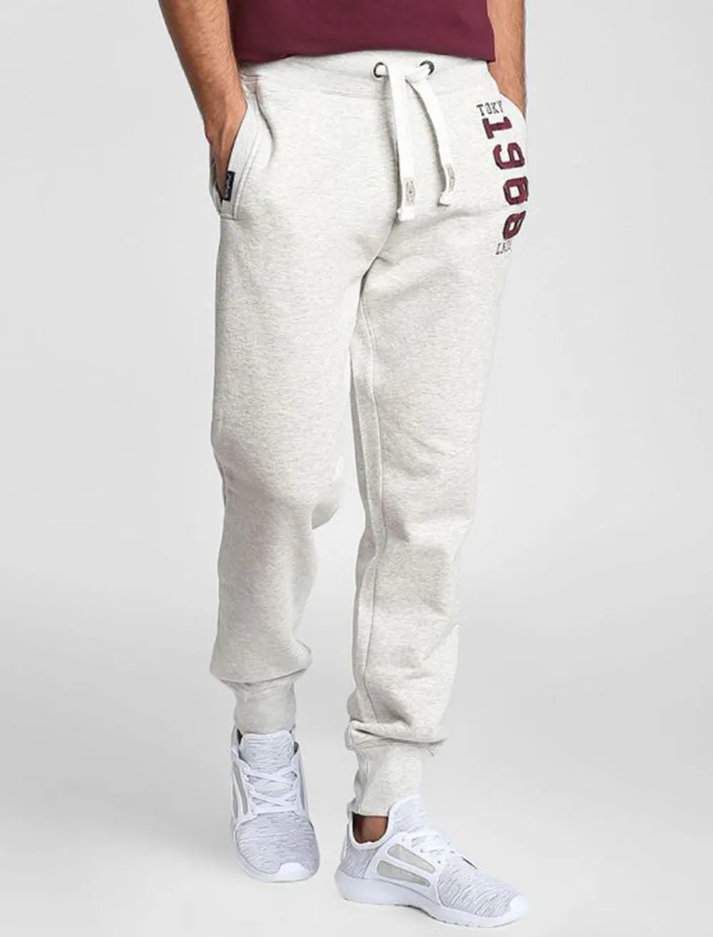 Bayfield Brush Back Fleece Cuffed Joggers In Oatgrey Marl - Tokyo Laundry