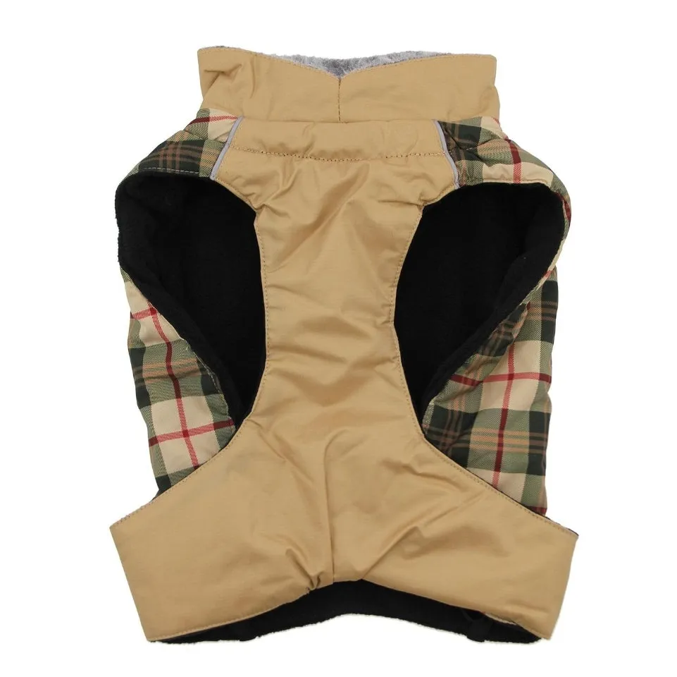 Beige Plaid All Weather Dog Coat