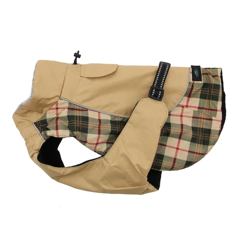 Beige Plaid All Weather Dog Coat