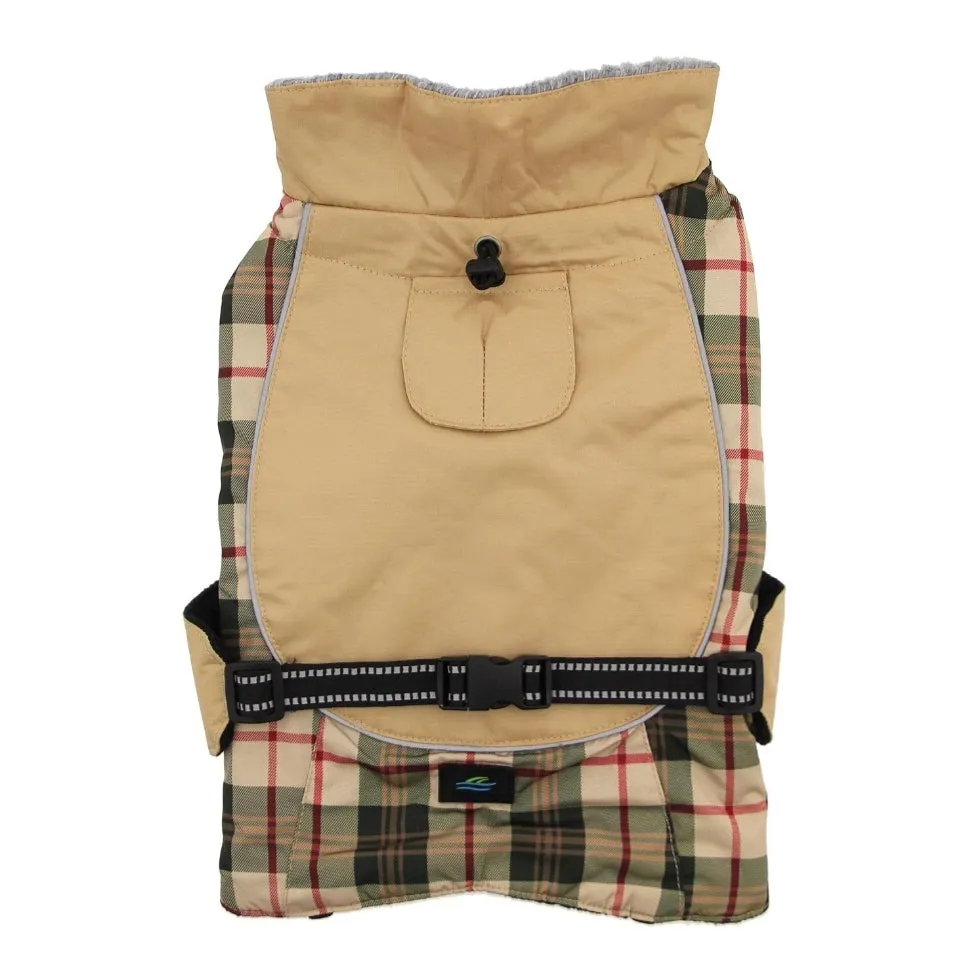 Beige Plaid All Weather Dog Coat