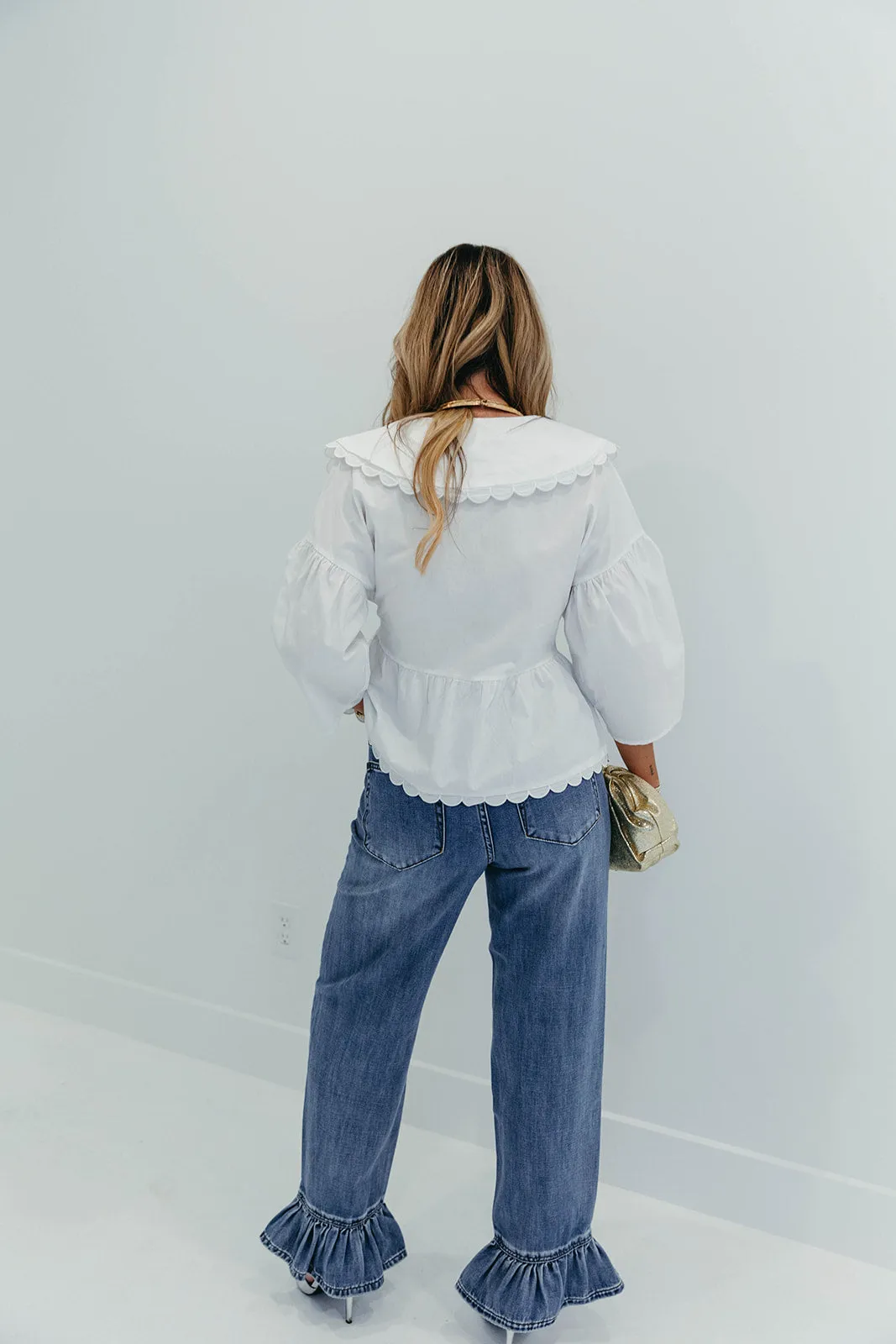 Big Loves Frilled Hem Jeans - Blue Summer