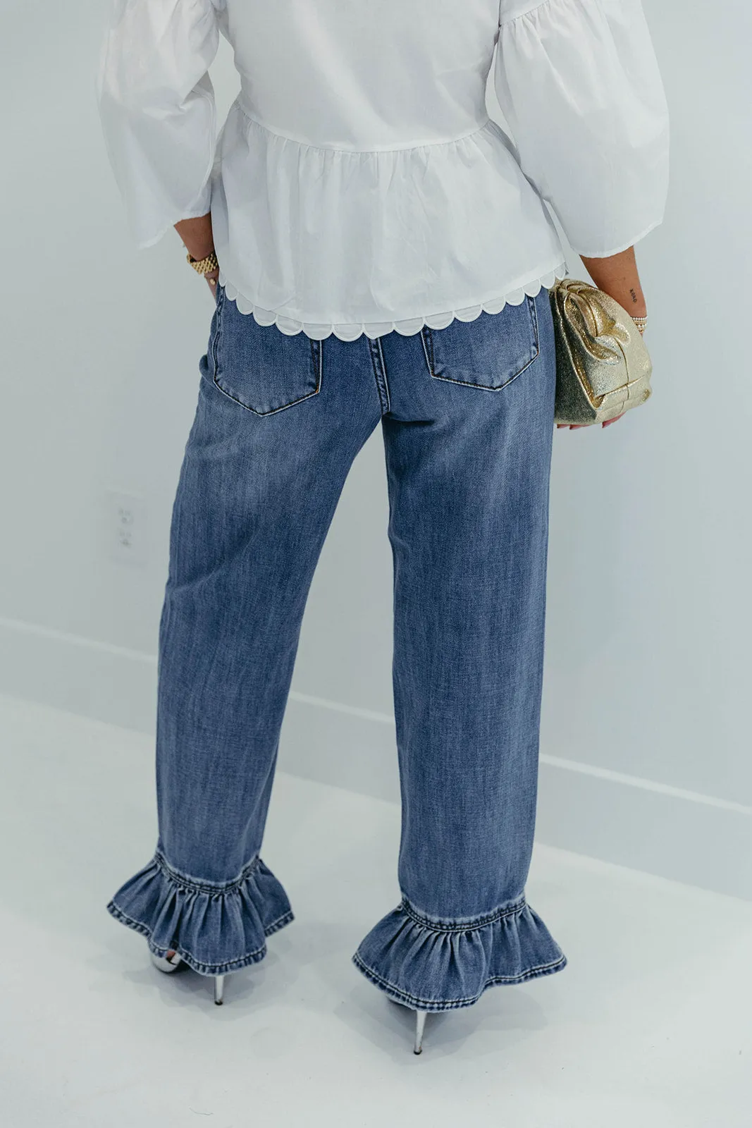 Big Loves Frilled Hem Jeans - Blue Summer