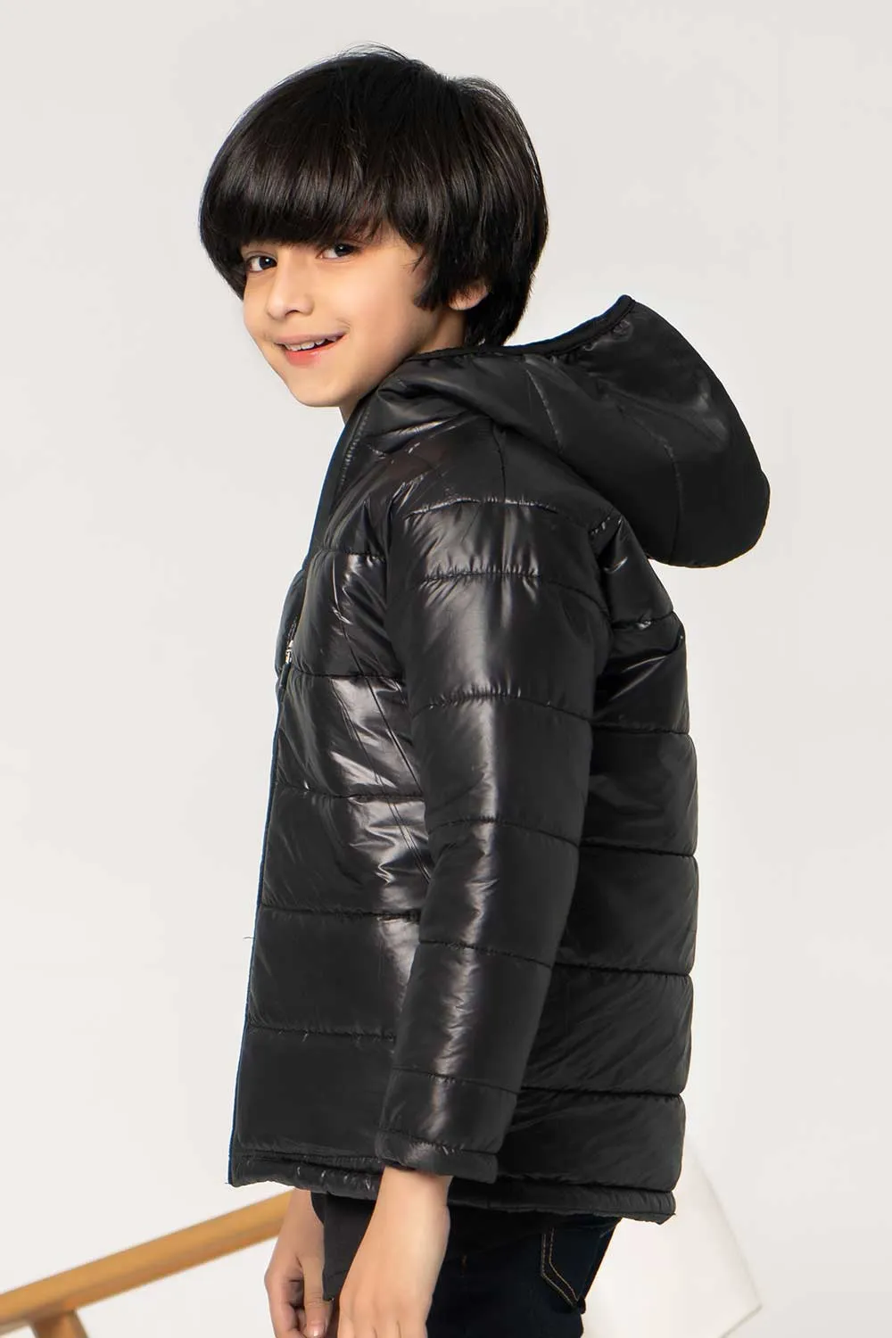 Black Hooded Puffer - Boys