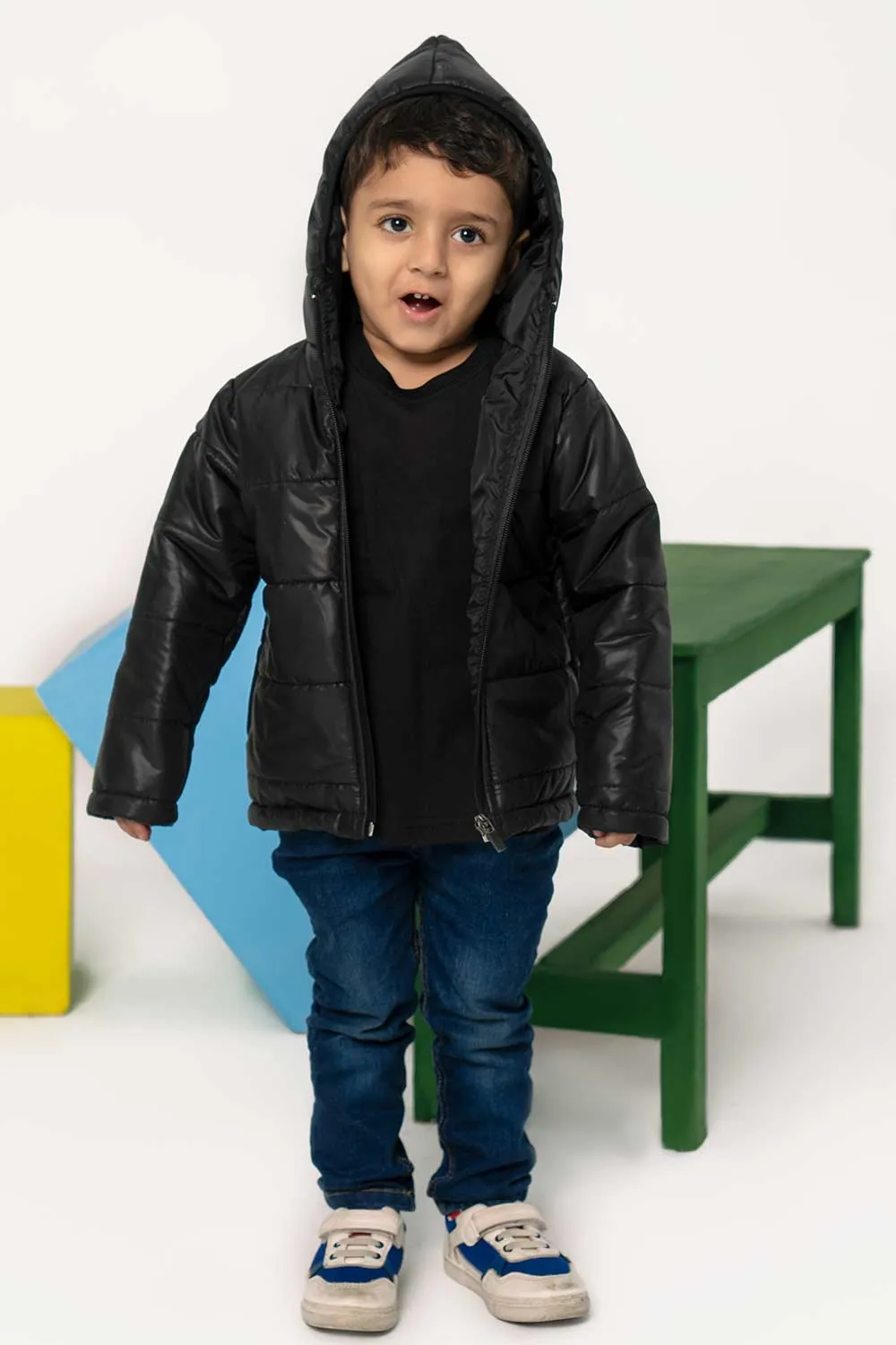 Black Hooded Puffer - Boys