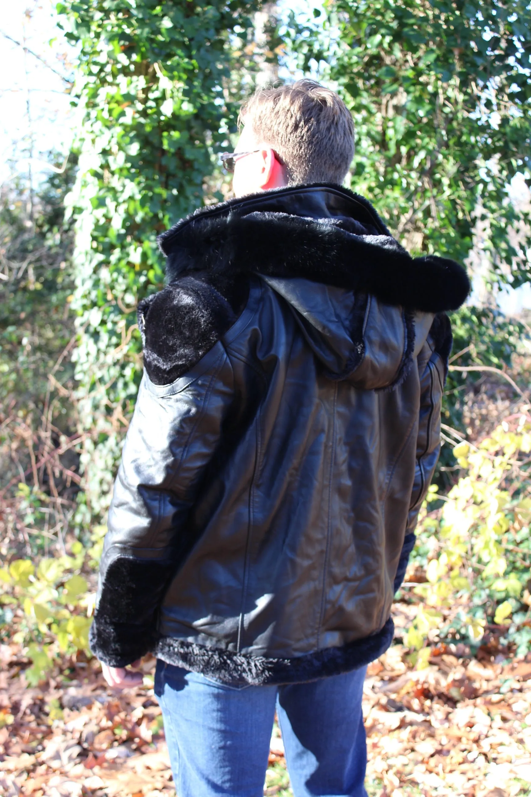 Black Leather and Fur Jacket by Otter and The Fox