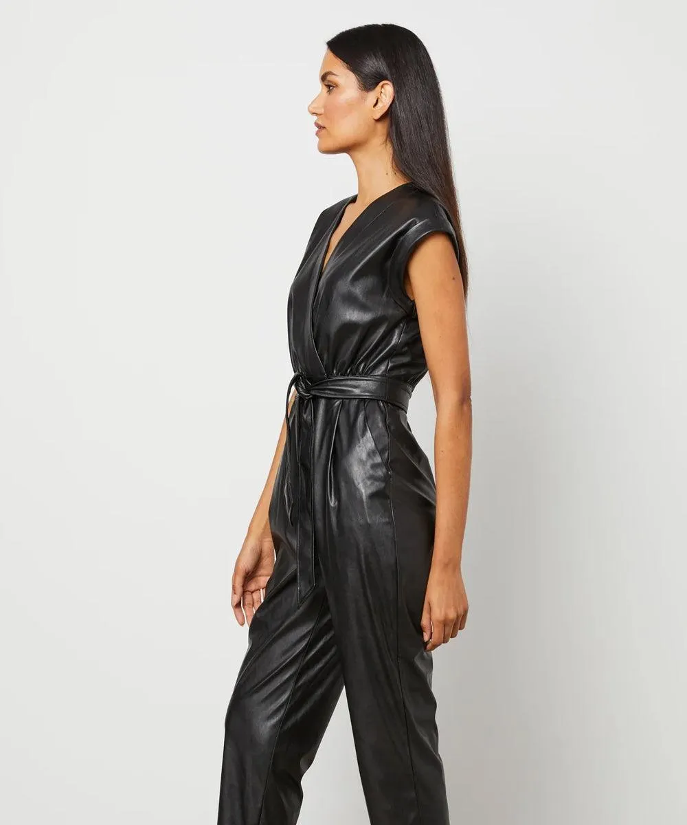 Black Leather Jumpsuit for Women