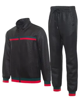 Black Men's Italian Design Jogging Set Jacket and Pants Tracksuit Style No: MTK01