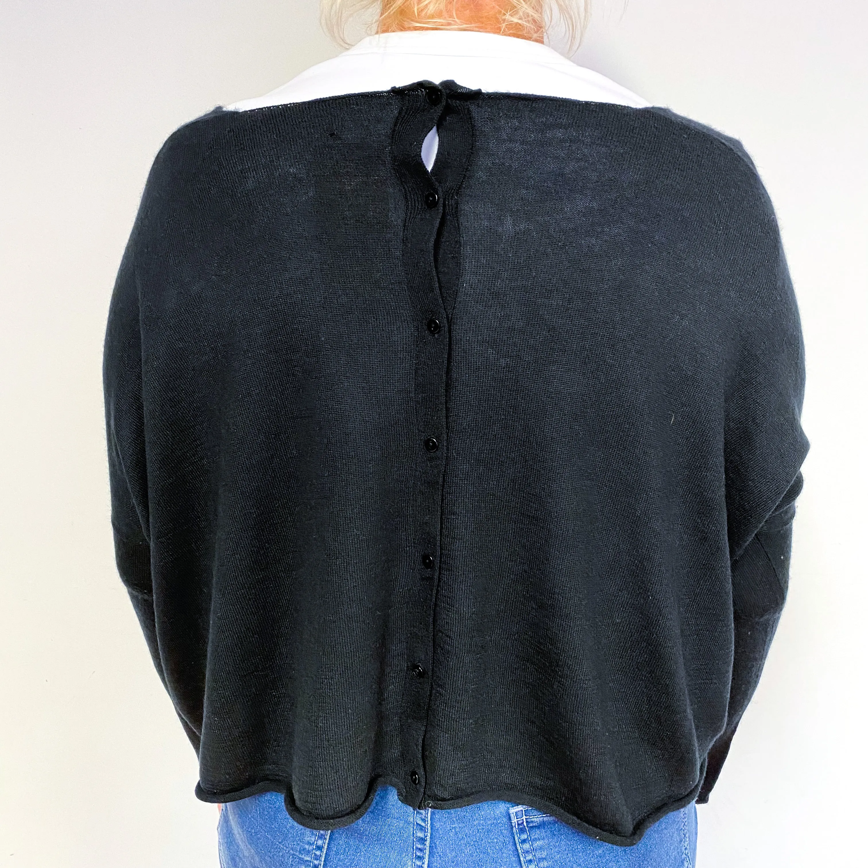 Black Super Slouchy Cashmere Scoop Neck Jumper Large