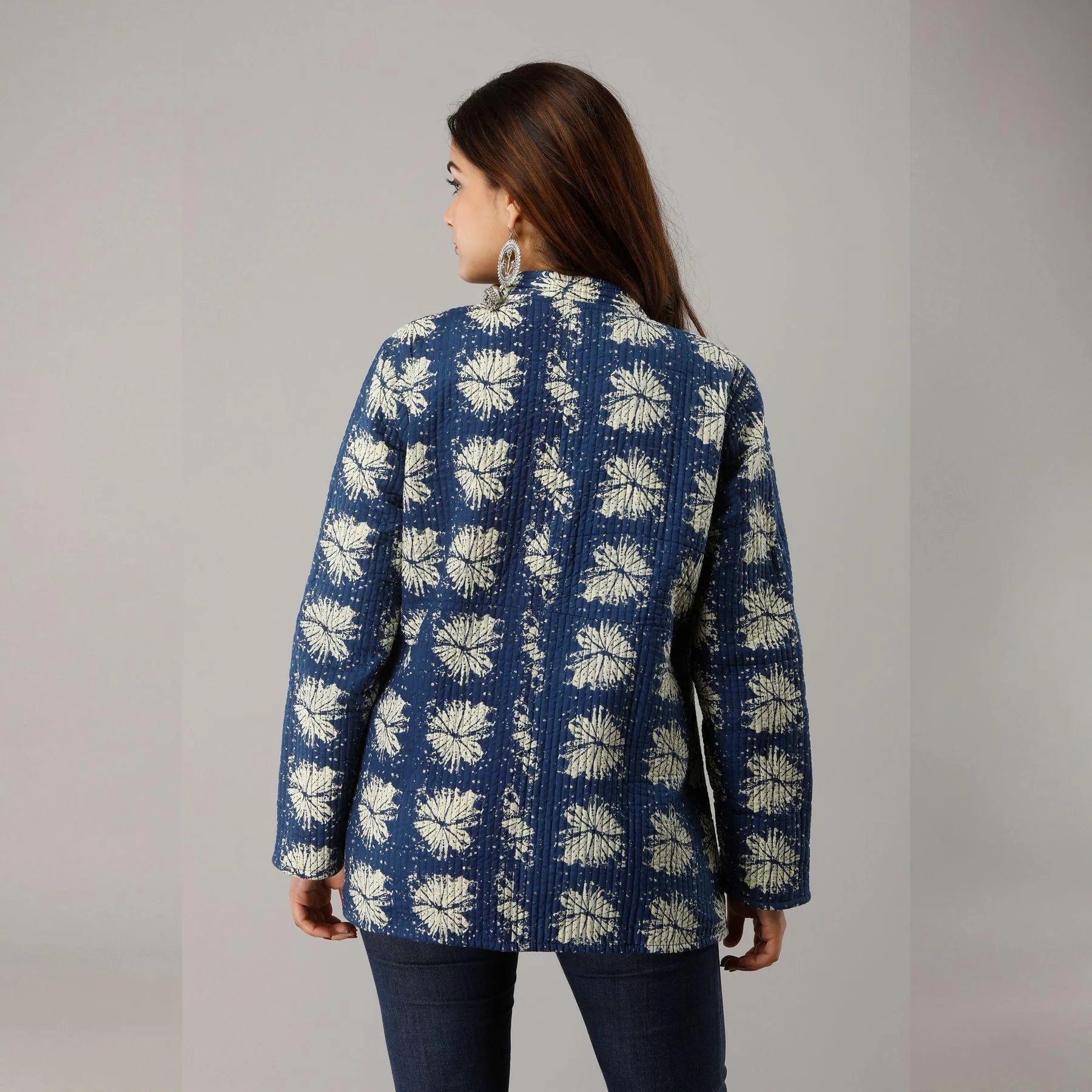 Blue Cotton Quilted Jacket