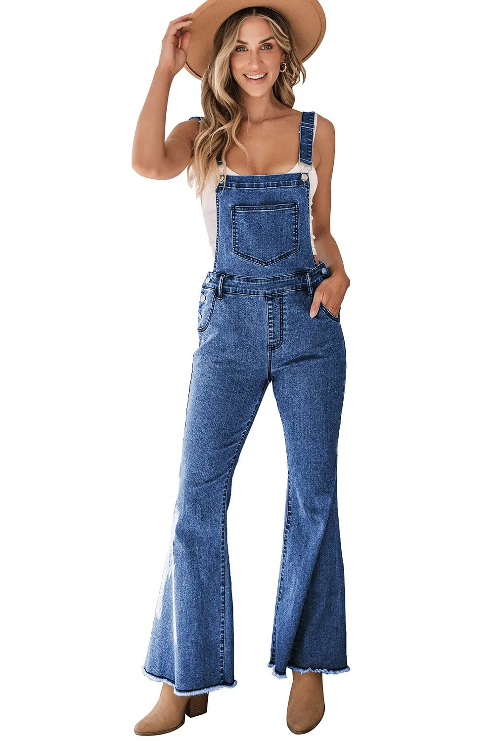 Button-Up Denim Overall Romper