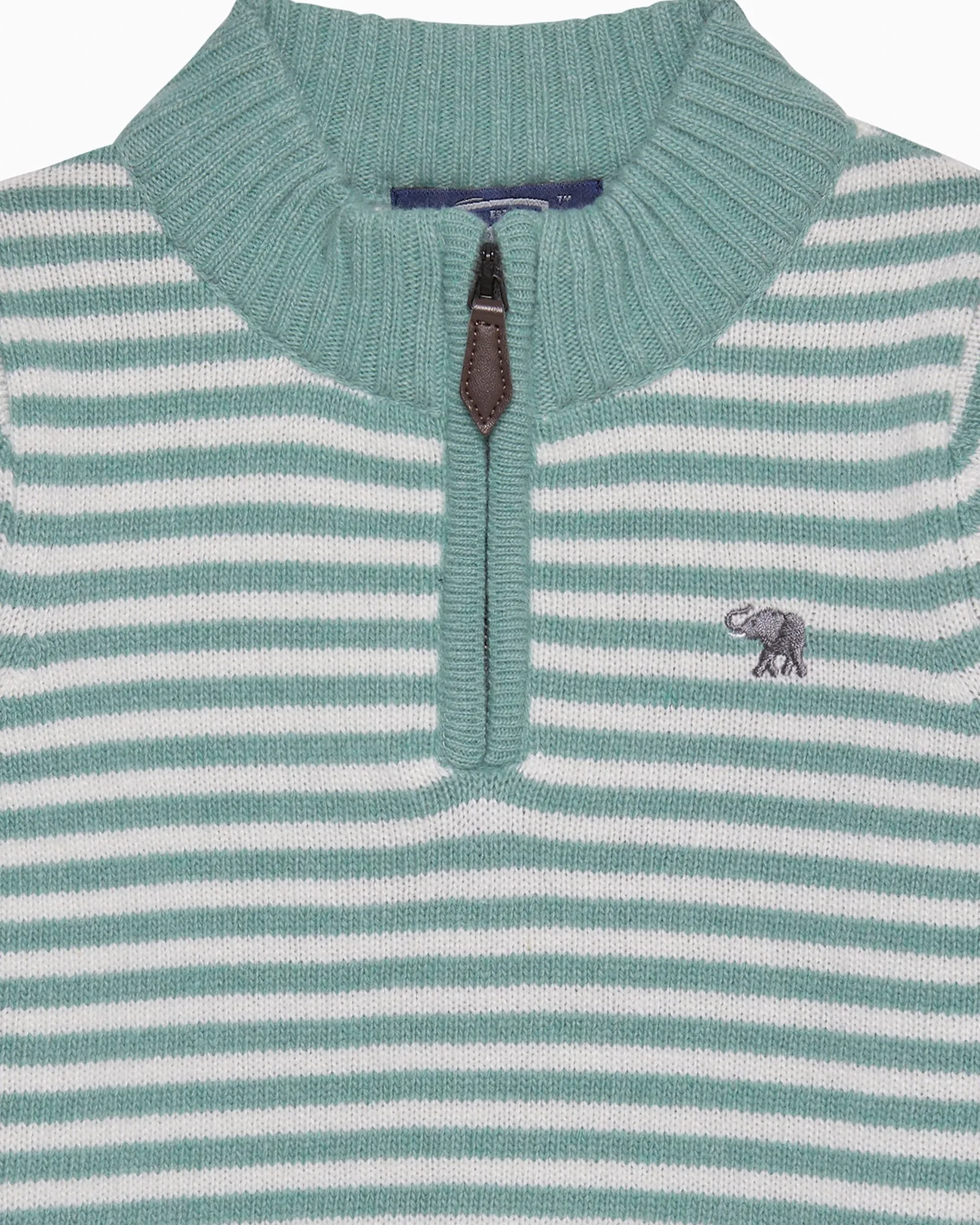 Calum Half-Zip Jumper in Sage Stripe