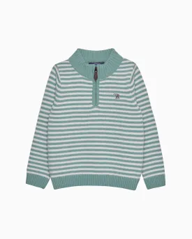 Calum Half-Zip Jumper in Sage Stripe