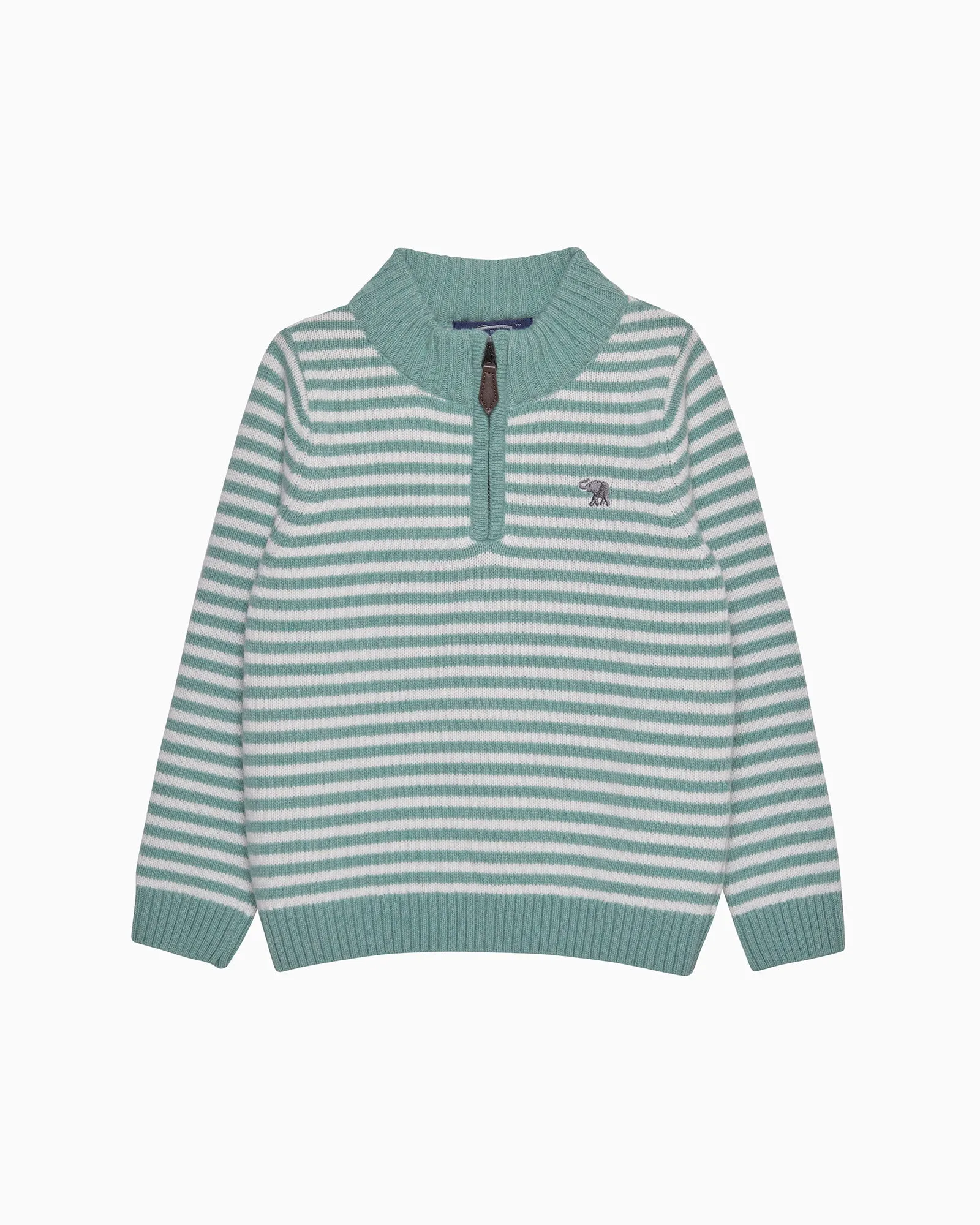 Calum Half-Zip Jumper in Sage Stripe