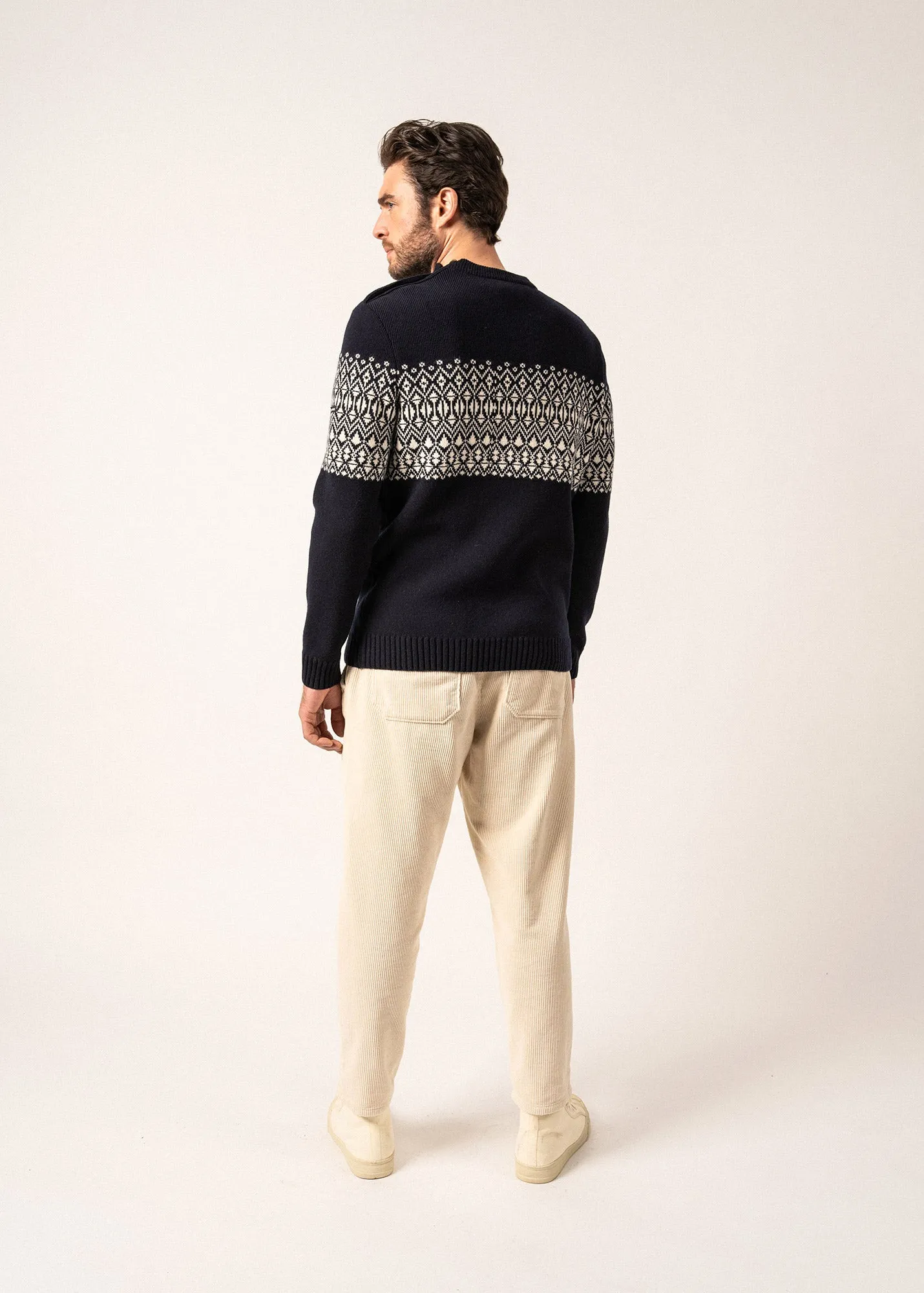 Cancale Escapade Sailor Jumper - jacquard pattern (NAVY/ECUME)