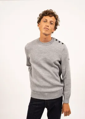 Cancale sailor jumper - regular fit, in pure new wool (GRIS CLAIR)