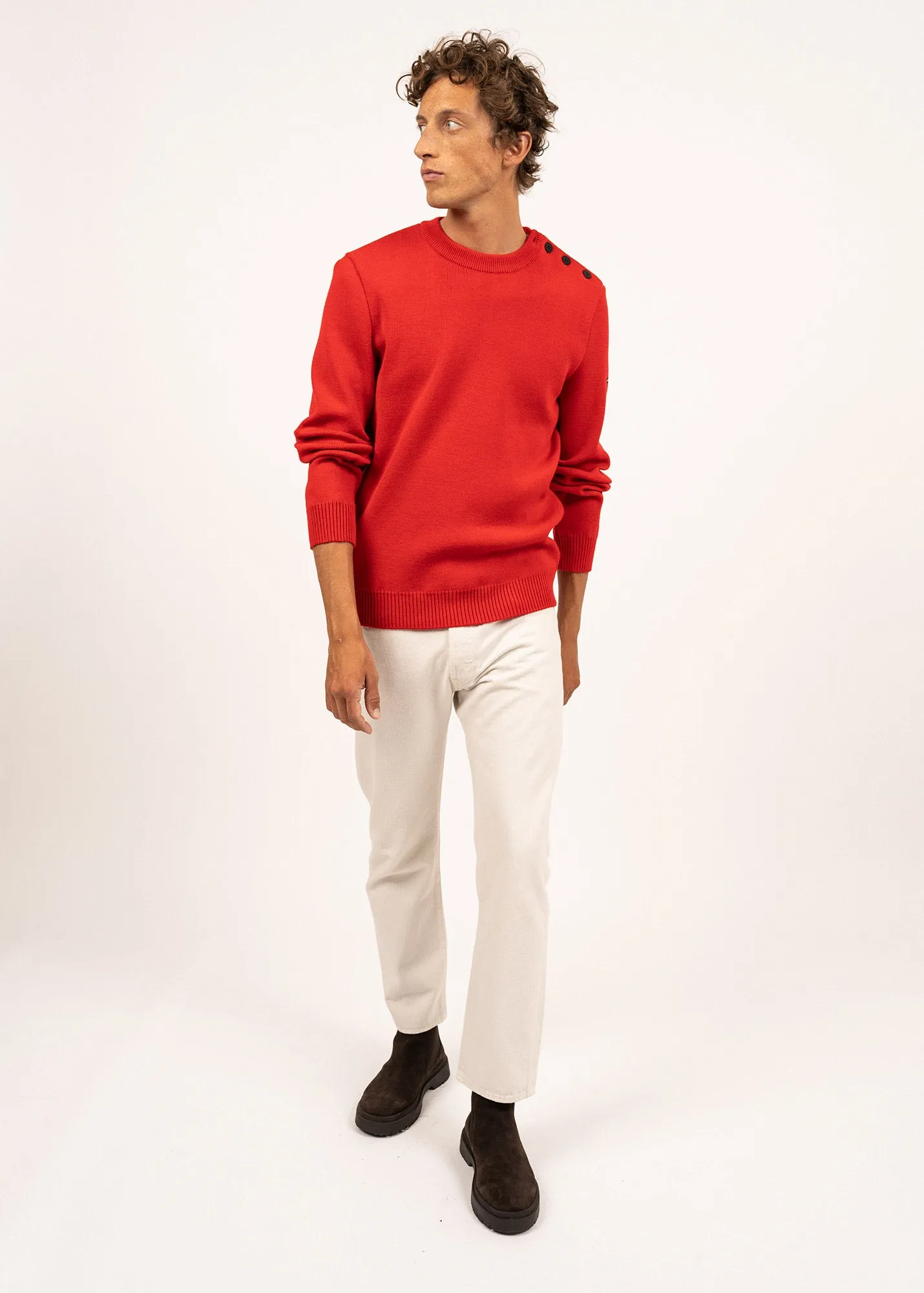 Cancale sailor jumper - regular fit, in pure new wool (ROUGE)