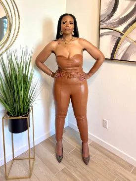 Caramel Leather Jumpsuit