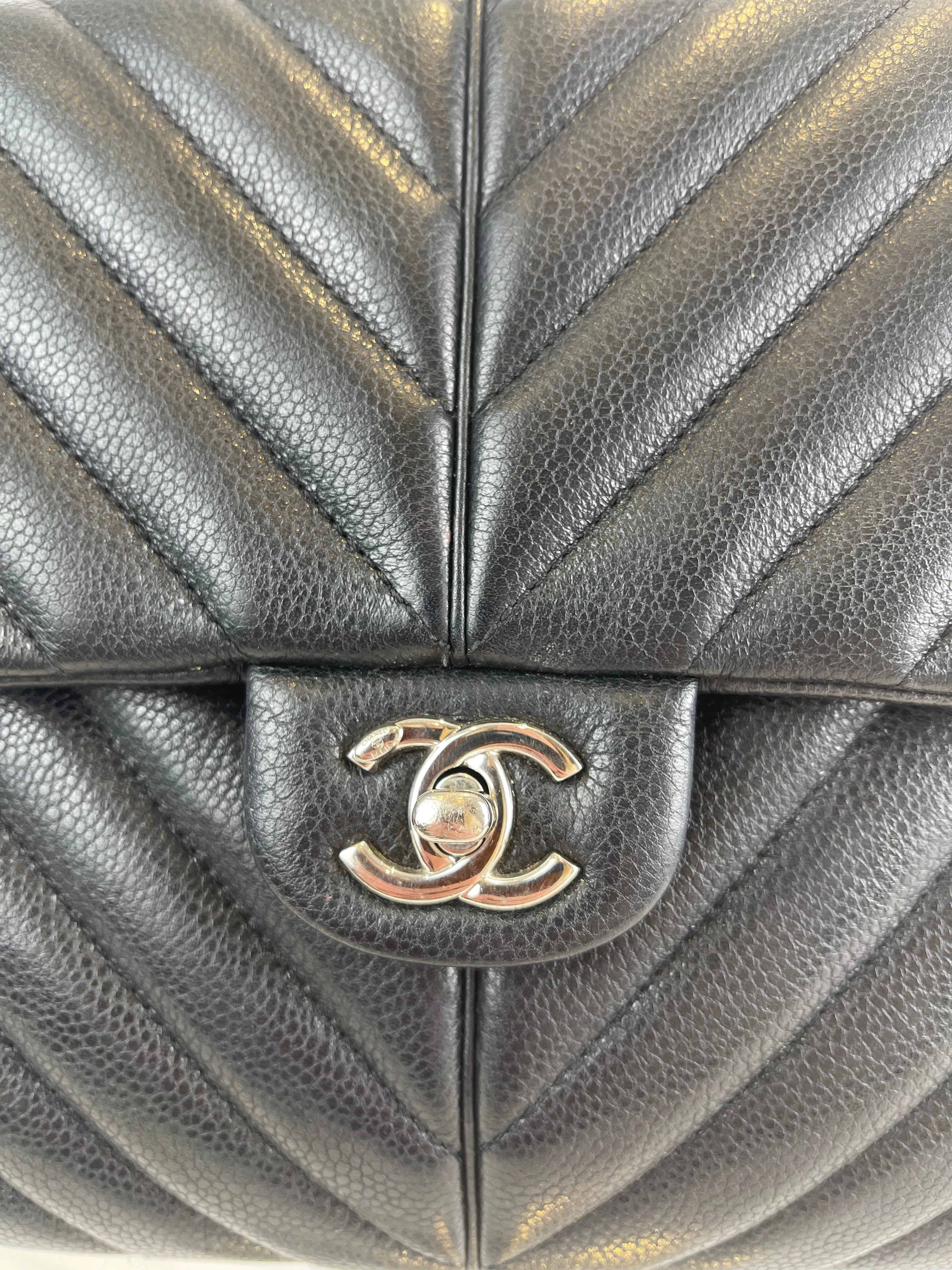 Chanel Black Caviar Leather Square Single Flap