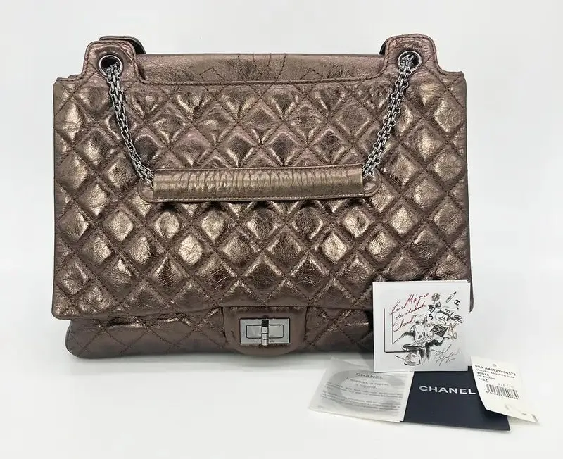 Chanel Metallic Bronze Quilted Leather Classic Flap Shopping Tote