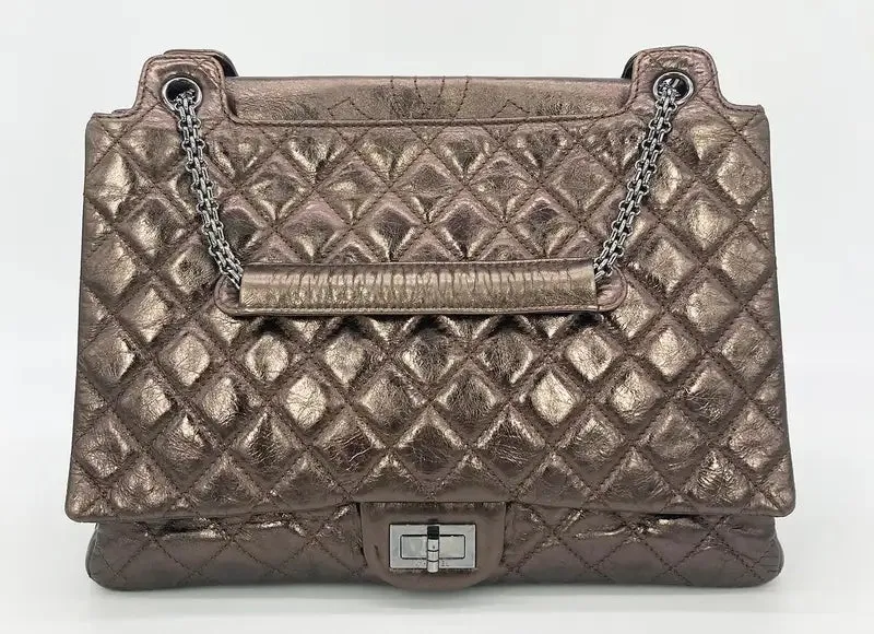 Chanel Metallic Bronze Quilted Leather Classic Flap Shopping Tote