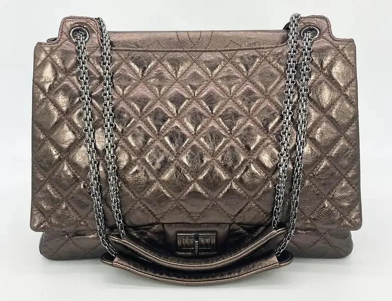 Chanel Metallic Bronze Quilted Leather Classic Flap Shopping Tote