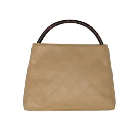 Chanel Vintage Beige Quilted Tortoise Motif Handle Bag