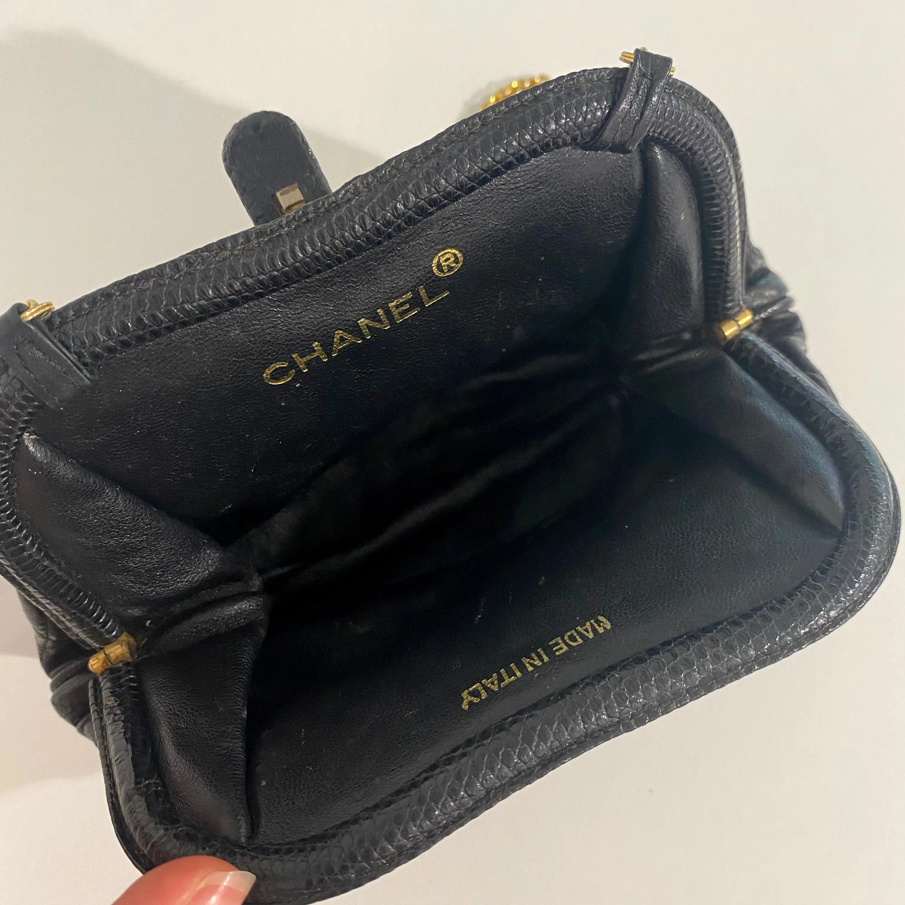 Chanel Vintage Black Leather Bag