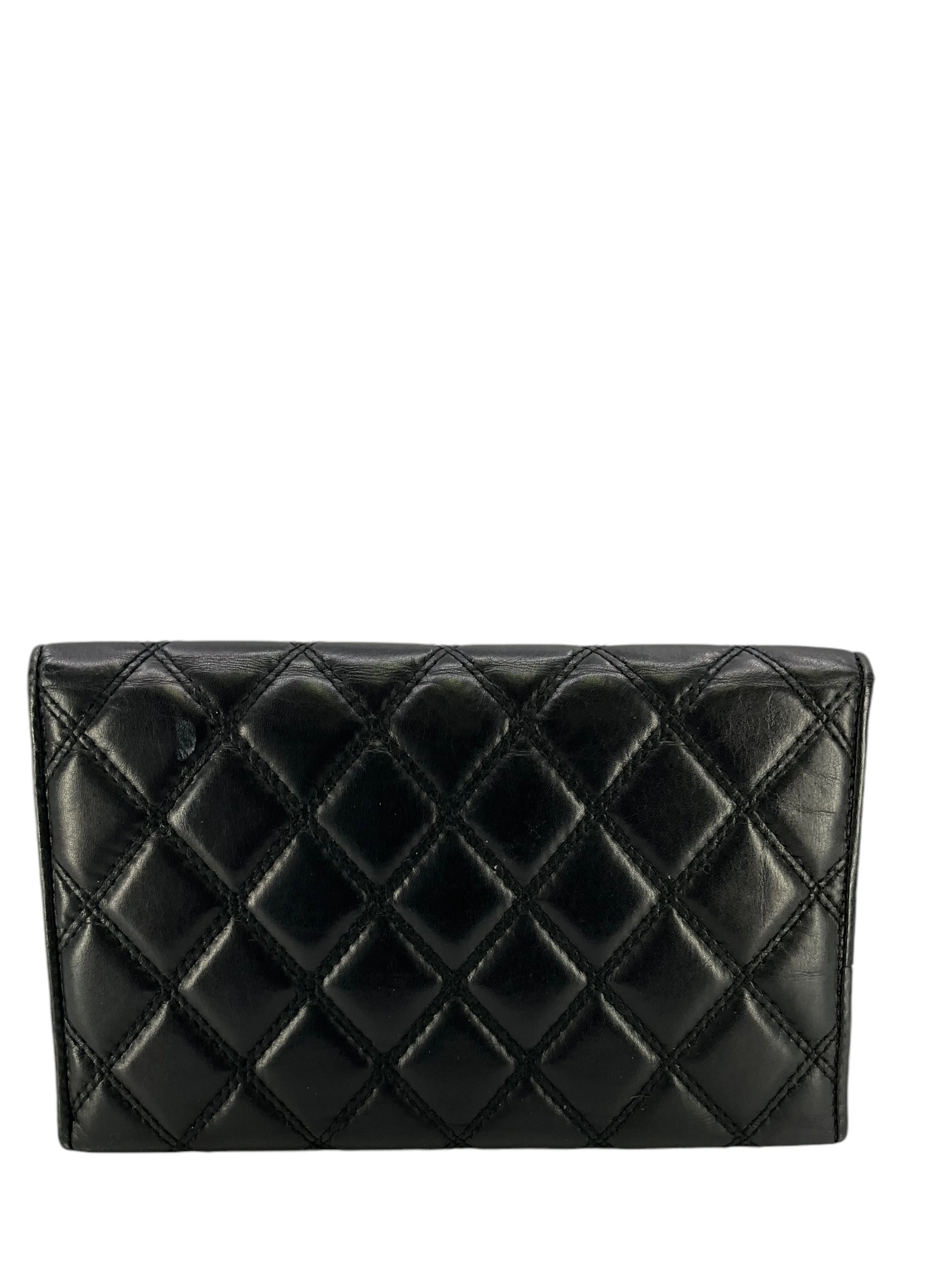 CHANEL Vintage Quilted Lambskin Tassel Trifold Wallet