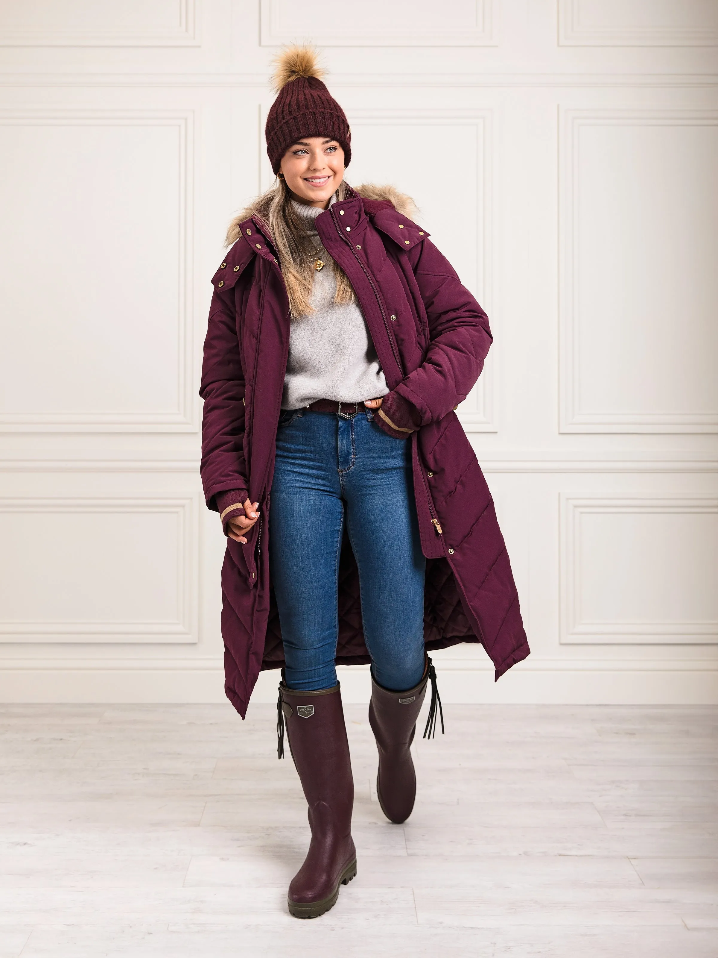 Charlotte Longline Coat - Plum