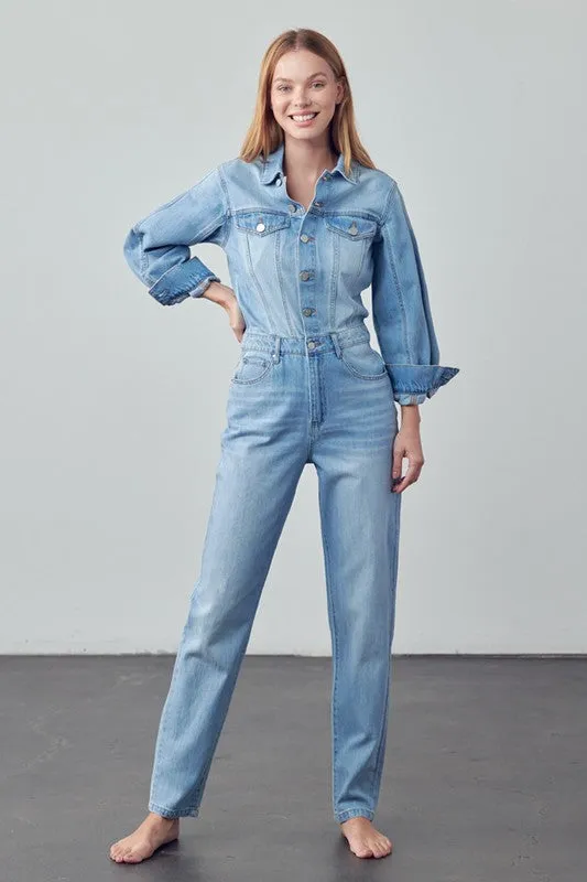 Cheyenne High Waist Denim Jumpsuit