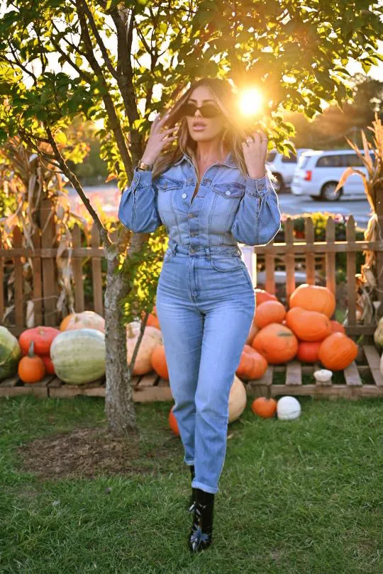 Cheyenne High Waist Denim Jumpsuit