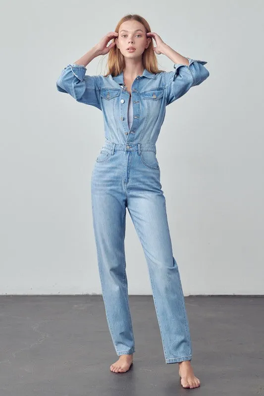 Cheyenne High Waist Denim Jumpsuit