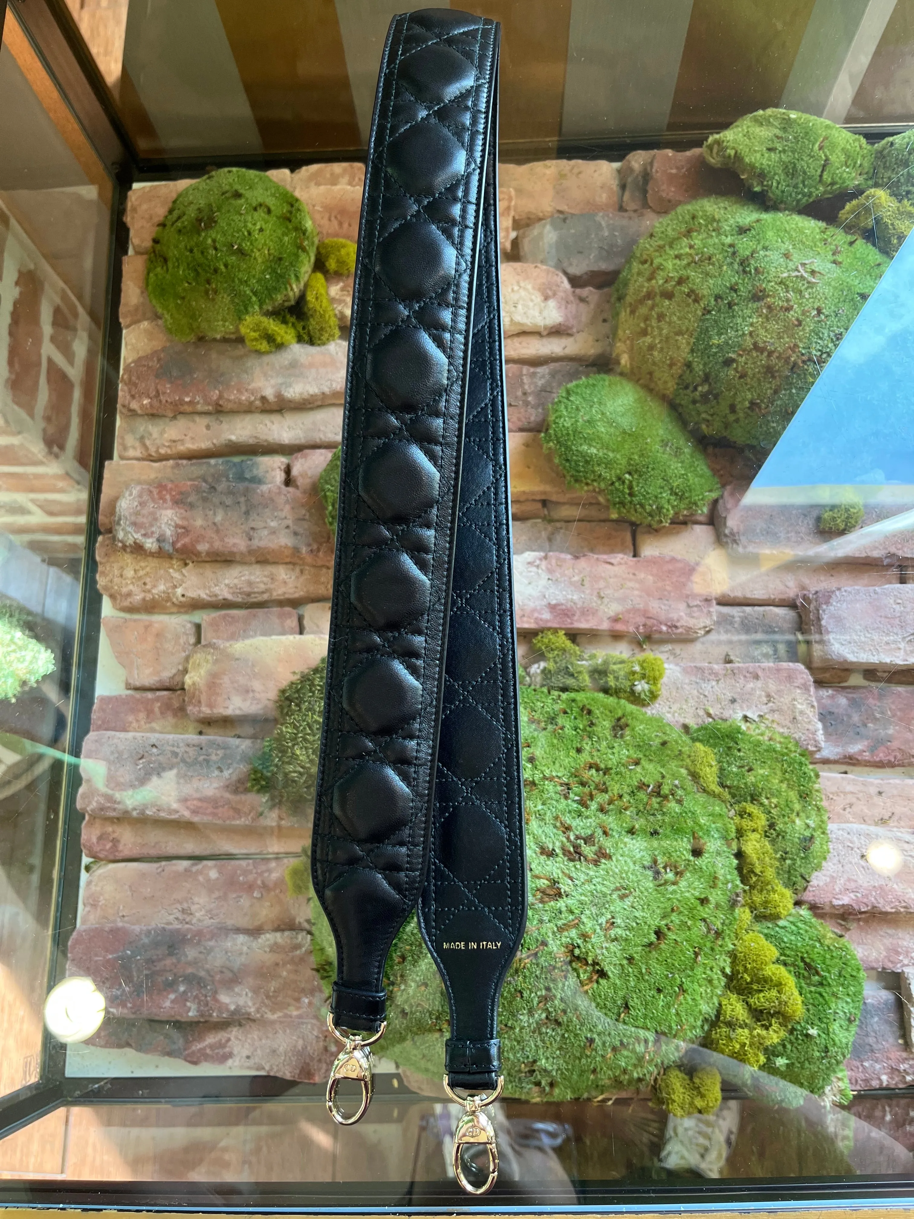 CHRISTIAN DIOR Lambskin Cannage Shoulder Strap Black