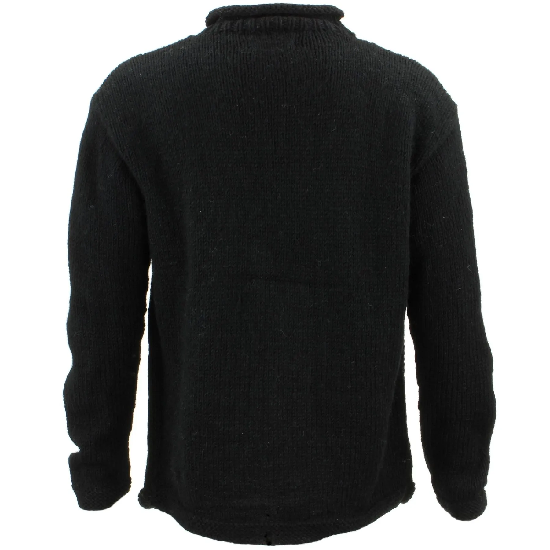 Chunky Wool Knit Star Jumper - Black