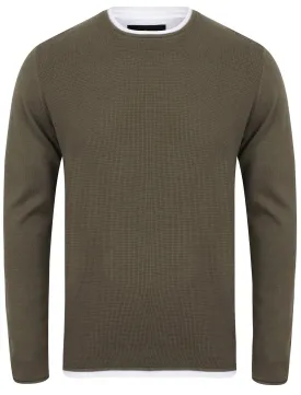 Conga Textured Jumper With Inner Mock T-Shirt In Amazon Khaki - Dissident