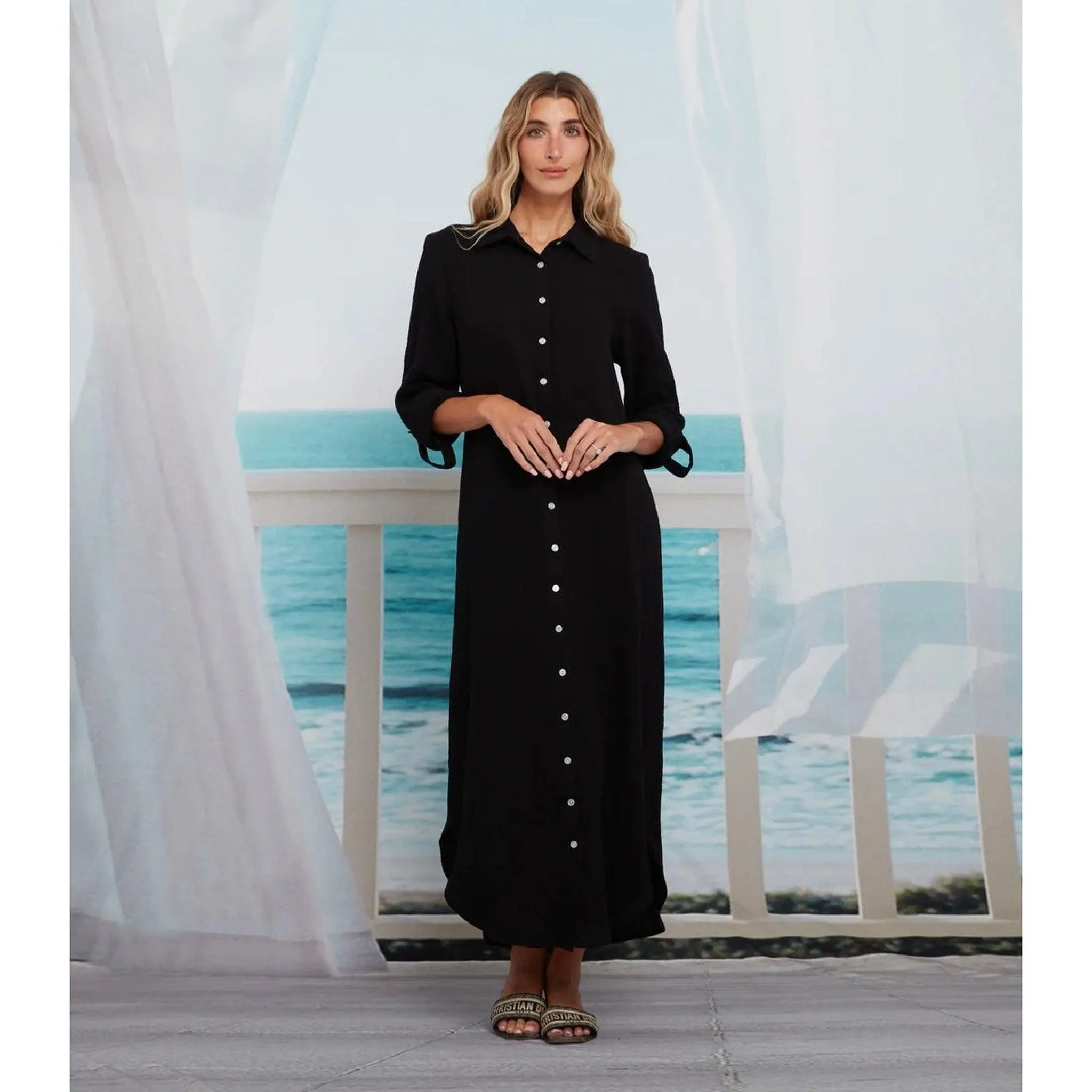 Cotton Maxi Dress - Black