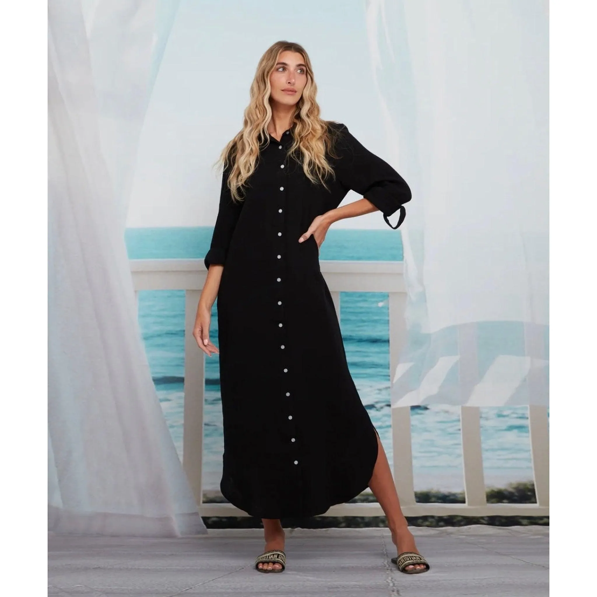 Cotton Maxi Dress - Black