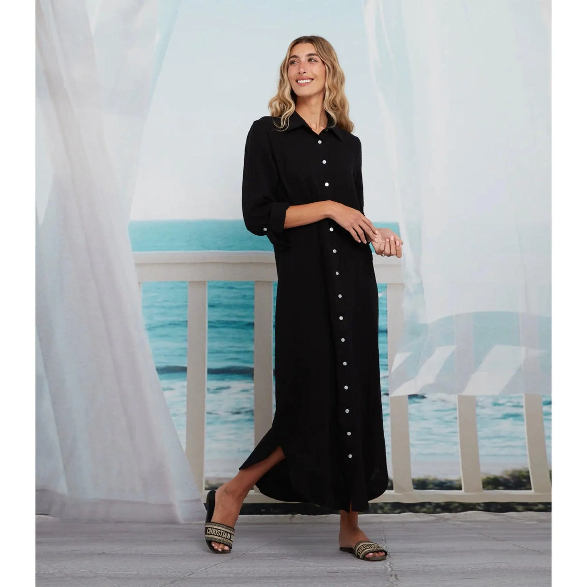 Cotton Maxi Dress - Black